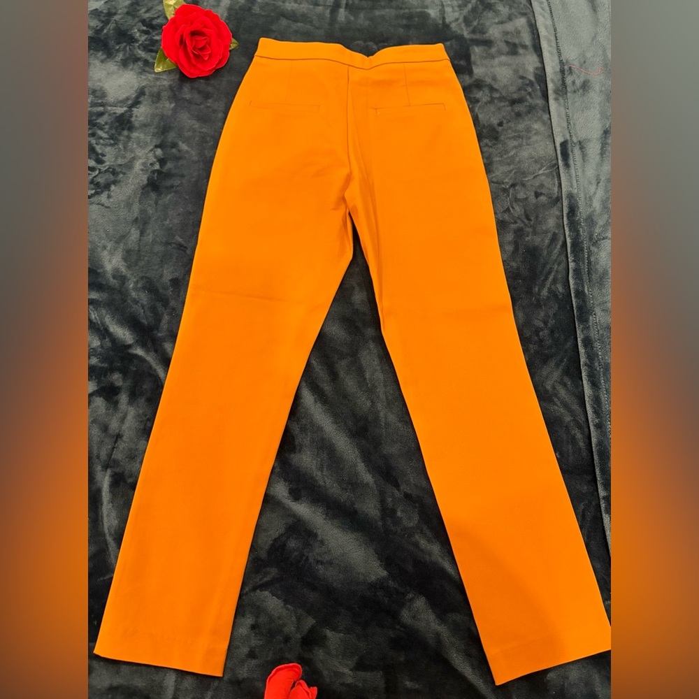 Vibrant Orange Straight-Leg Pants